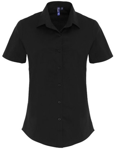 PRE-PR346-Womens Stretch Fit Poplin Short Sleeve Cotton Shirt